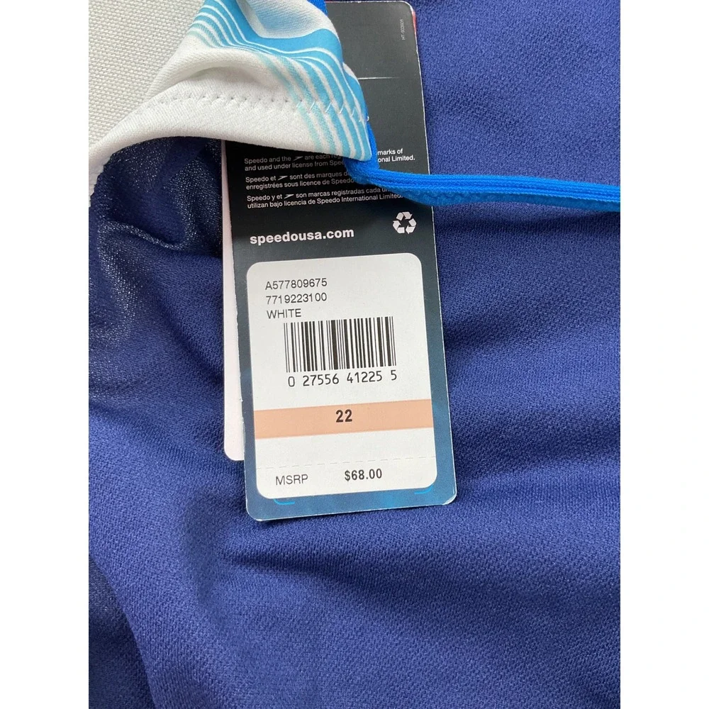 Speedo Kids Endurance+ Paradise One Piece Swimsuit White Blue Size 22 NWT